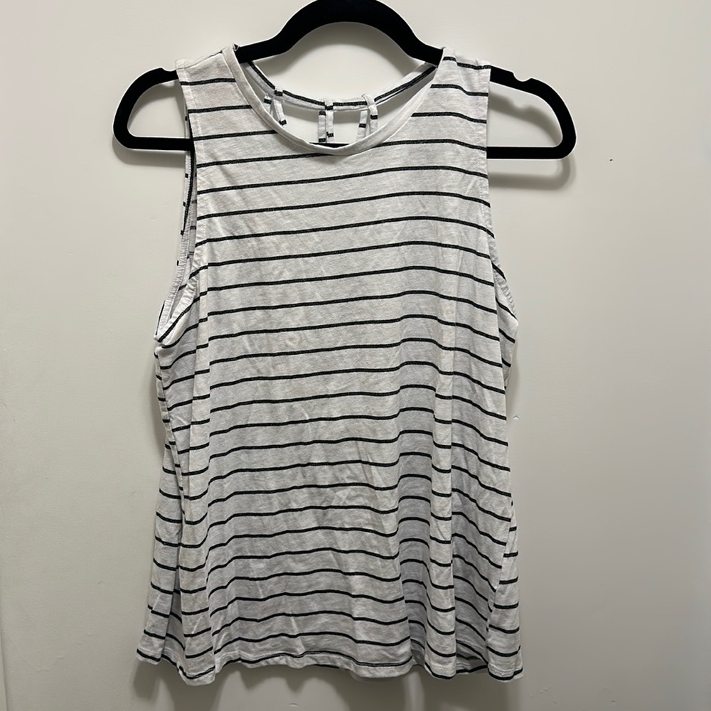 Maurices Black and White Striped Tank Top Size Large
